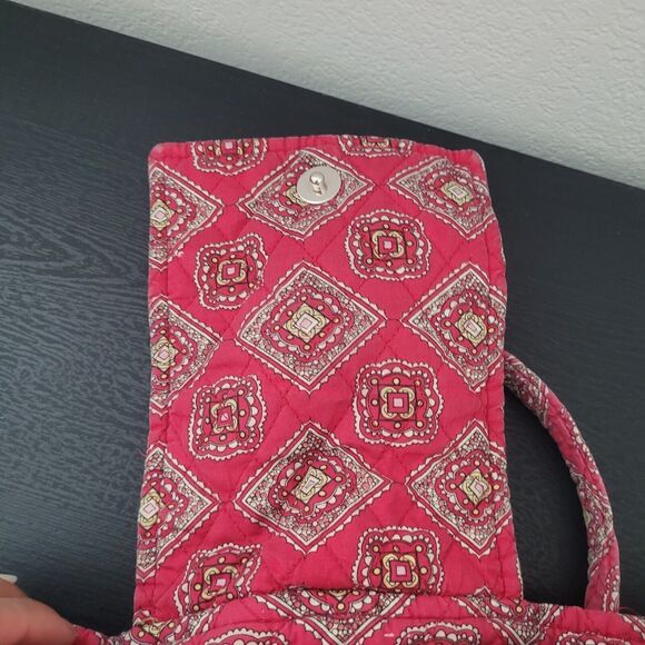 Vintage Red Geometric Floral Print Quilted Drawstring Bag Backpack Boho Hippie - Picture 4 of 8